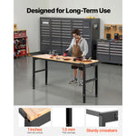 SucceBuy Multi Adjustable Workbench Woodworking Hardwood Work Bench with Power Outlets Foot Pads for Workshop Office Home Use