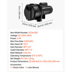 SucceBuy 0.5/1/1.5/2 HP Shallow Well Jet Pump 790/1400/4250/5200 GPH with 108/112/147/164 ft Max Head Lift for Garden Irrigation
