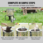 Amocart Chicken Plucker Machine 20inch Diameter Stainless Steel Drum 108 Soft Fingers 500W Poultry Plucking Debris Collection