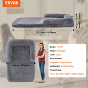 Bild in Galerie-Viewer laden, Amocart Human Dog Bed Human Dog Bed for Adult Human Size Dog Bed with Washable Faux Rabbit Fur Cover Egg Orthopedic Foam Grey
