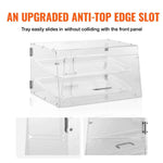 Amocart 2/3-Tier Commercial Acrylic Pastry Bakery Display Case with Rear Door Access & Removable Shelves for Donut Bagels Cake