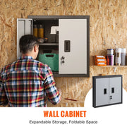 Bild in Galerie-Viewer laden, Amocart Foldable Wall Cabinet Metal Garage Locker Mounted Tool Chest Adjustable Shelf Magnetic Door for Warehouse Office Home
