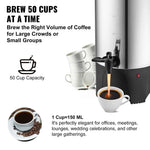 Amocart 50 Cups Commercial Coffee Urn Stainless Steel Large Coffee Dispenser 1000W Electric Coffee Maker Urn For Quick Brewing
