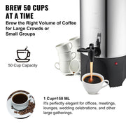 Bild in Galerie-Viewer laden, Amocart 50 Cups Commercial Coffee Urn Stainless Steel Large Coffee Dispenser 1000W Electric Coffee Maker Urn For Quick Brewing
