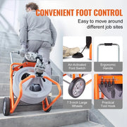 Charger l'image dans la visionneuse de galerie, Amocart Drain Cleaner Machine 75FT/100FT 1/2 Inch Auto Feed Sewer Snake Drain Auger with Wheels Portable Drain Cleaning Machine
