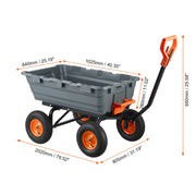 Bild in Galerie-Viewer laden, Amocart Dump Cart Poly Garden Dump Cart Easy to Assemble Steel Frame Dump Wagon with 2-in-1 Convertible Handle Safe Transport
