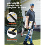 SucceBuy 12.5ft Telescoping Ladder One-Touch Retraction Ladder 330LBS Max Capacity with Non-Slip Feet for Home Outdoor Work Loft