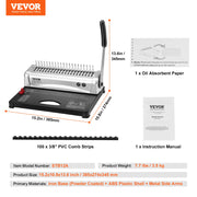 Bild in Galerie-Viewer laden, Amocart Binding Machine Comb Binding Machine 21Holes Binding 450 Sheets Book Binder Machine with 100 PCS 3/8'' Comb Binding Spines
