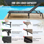 Amocart Chaise Lounge Chair Outdoor Aluminum Patio LoungeFolding Pool Lounge Recliner Full Flat for Patio Beach Pool Dark Grey