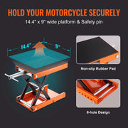 Charger l'image dans la visionneuse de galerie, Amocart Motorcycle Lift 350/1100/1500 LBS Capacity Motorcycle Scissor Lift Jack with Wide Deck&amp;Safety Pin for Bikes Motorcycles
