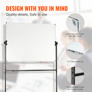 Bild in Galerie-Viewer laden, Amocart Rolling Magnetic Whiteboard Double-Sided Mobile Whiteboard 360° Reversible Adjustable Height Dry Erase Board for School
