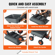 Bild in Galerie-Viewer laden, Amocart Dump Cart Poly Garden Dump Cart Easy to Assemble Steel Frame Dump Wagon with 2-in-1 Convertible Handle Safe Transport

