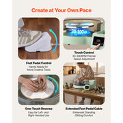 Charger l'image dans la visionneuse de galerie, Amocart 450W Pottery Wheel 14" and 11" Turntables with Foot Pedal 30-300 RPM Adjustable Speed for Beginners DIY Clay Art Craft
