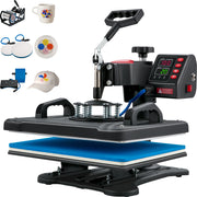 Charger l'image dans la visionneuse de galerie, Amocart Heat Press 5in1 Heat Press Machine 12x15in Clamshell Sublimation Transfer Printer Digital Precise Temperature Control
