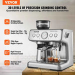 Amocart Espresso Machine with Grinder 15 Bar Semi-Automatic Espresso Coffee Maker with Milk Frother Steam Wand
