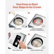 Charger l'image dans la visionneuse de galerie, Amocart Automatic Ice Cream Maker w/Built-in Compressor 1.5QT No Pre-freezing Gelato Make Stainless Steel Electric Sorbet-Maker
