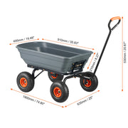 Charger l'image dans la visionneuse de galerie, Amocart Dump Cart Poly Garden Dump Cart Easy to Assemble Steel Frame Dump Wagon with 2-in-1 Convertible Handle Safe Transport
