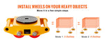 Amocart 6/8/12T Machinery Skate Dolly Industrial Mover with 4 PU Wheels & 360° Non-Slip Cap for Warehouse Workshop Factory