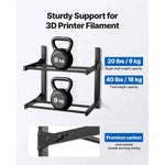 Amocart 2-Tier Wall Mount Printer Filament Storage Rack with Wheels Rolling Filament Spool Holders for 3D Printing Studio