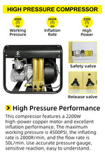 TUXING TXEDM042 300Bar PCP Air Compressor High Pressure Auto Stop With Double Filter Device for Scuba Diving Tank PCP Air Rifle