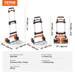 Amocart 275/309 lbs Folding Hand Truck Portable Unity Cart Dolly with Telescoping Handle and Binding Rope for Moving Warehouse