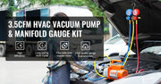 Charger l'image dans la visionneuse de galerie, Amocart 3.5CFM 4CFM Single Stage Rotary Vane HVAC Air AC Vacuum Pump &amp; A/C Refrigerant Kit Manifold Gauge Set Air Conditioning
