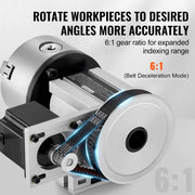 Charger l'image dans la visionneuse de galerie, Amocart Dividing Head K11-100mm 3Jaw Chuck 2.6"/65mm Center Height MT2 Tailstock 6:1 Gear Ratio Universal for Milling Engraving
