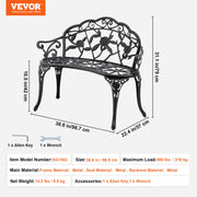 Load image into Gallery viewer, Amocart Outdoor  Wooden Metal Garden for Outdoors 480 lbs Load Capacity Bench Outdoor Garden Park
