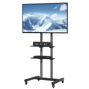 Bild in Galerie-Viewer laden, Amocart Mobile TV Stand Height Adjustable TV Stand w/ Wheels Double Tray for Audio-Visual Devices Rolling TV Stand for Bedroom
