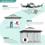 Load image into Gallery viewer, 13Feet Pop Up Gazebo Outdoor   Tent w/4 Netting Sidewall Auto Extending Eave Patio Gazebos Shelter w/Mesh Wall Center Lock Whee
