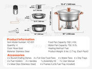 Charger l'image dans la visionneuse de galerie, SucceBuy 4 Pack Chafing Dish Buffet Set Stainless Steel Chafer w/4 Full Size Pan Round Catering Warmer Server for Party Banquets
