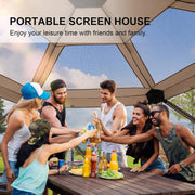 Load image into Gallery viewer, 12x12 FT Screened Gazebo, Pop Up Stargazing Canopy Tent, Khaki | Gazebos On Clearance with Removable Roof,Instant, Customized
