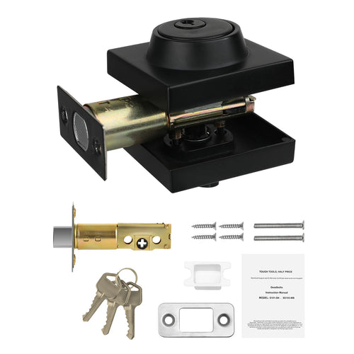 Amocart Deadbolt Lock Square Single Cylinder Dead Bolt Keyed Fits Standard Size Interior Exterior Doors Full Metal 3 Keys