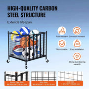 Charger l'image dans la visionneuse de galerie, SucceBuy Rolling Sports Ball Storage Cart Sport Equipment for Indoor Outdoor Steel Storage Rack for Garages Gym and Schools
