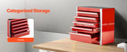 Charger l'image dans la visionneuse de galerie, Amocart 5-Drawer 8.6in Metal Tool Box Red/Black Portable Small Tool Chest with PP Feet Pads for Garage Workshop Tools Storage
