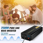 Amocart Pure Sine Wave Power Inverter 2500W/3500W/5000W 12V DC to 120V AC Aluminum Alloy LCD Screen & LED Indicators Power Use