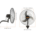 SucceBuy 4 Sizes Wall-Mount Misting Fan 3-speed IP44 Waterproof Oscillating Wall Fan Max. 9500 CFM Wall Mounted Fan for Home