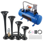 SucceBuy Train Horns Kit 4 Trumpet Air Horn Kit 150dB Train Horns 12V Air Compressor with 3/6/10L Tank, for Pickup Trucks Train