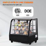 Amocart Refrigerated Display Case Countertop Pastry Display Case LED Lighting TURBO Cooling Frost Free Air Cooling