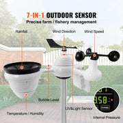 Charger l'image dans la visionneuse de galerie, Amocart 7-in-1 Wi-Fi Weather Station 7.5 in Color Display + Solar Wireless Outdoor Sensor Alarm Alerts for Temperature Humidity
