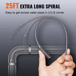 SucceBuy Drain Auger 25Ft Manual-feeding Plumbing Snake with Drill Attachment Drain Clog Remover Toilet Sewer Pipe Dredge