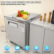 Charger l'image dans la visionneuse de galerie, Amocart 28in 48in Undercounter Worktop Refrigerator Stainless Steel Refrigerated Food Prep Station Fan Cooling for Bar
