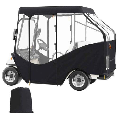 SucceBuy Golf Cart Enclosure 420D Polyester Driving Enclosure with 4-Sided Transparent Windows 4 Passenger Club Car Cover