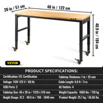 SucceBuy Multi Adjustable Workbench Woodworking Hardwood Work Bench with Power Outlets Foot Pads for Workshop Office Home Use