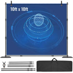 Amocart 10 x 10 ft Heavy Duty Backdrop Stand Height Adjustable Photography Backdrop Stand for Party Wedding Display Exhibition