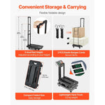 Amocart Folding Hand Truck 500 lbs Load Capacity Collapsible Luggage Cart with 6 Wheels 2 Elastic Ropes & Expandable Base Black
