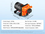 SucceBuy RV Water Pressure Diaphragm Pump 3.3GPM / 3.5GPM / 5.5GPM Adjustable  Priming Sprayer Pump for Camper Marine Boat Lawn