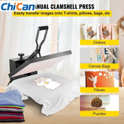 Bild in Galerie-Viewer laden, 【Upgraded】SucceBuy Heat Press  hine 15" x 15" /16" x 20" /16" x 24" Sublimation Printer Manual Clamshell Transfer on DIY T-shirt
