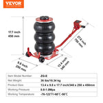 SucceBuy Pneumatic Jack 3 Ton/5 Ton Triple Bag Air Jack Quick Lift Heavy Duty Car Repair Jacks Folding Rod Jacks with Two Wheels