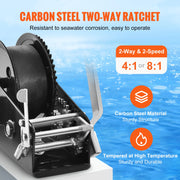 Charger l'image dans la visionneuse de galerie, Amocart Hand Winch Boat Trailer Winch Heavy Duty Rope Crank Polyester Strap &amp; Two-Way Ratchet Manual Operated Hand Crank Winch
